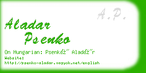 aladar psenko business card